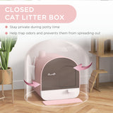 Cat Litter Box with Lid, Scoop, and Filter – Pink