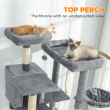 Cat Tree, Multi-Level Cat Tower with 2 Condos and 3 Hammocks, 8 Scratching Posts