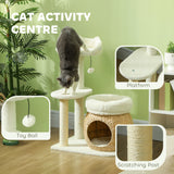 Cat Tree Tower with Scratching Posts, Cat Condo, Beds, Platform and Toy Ball for Indoor Cats – Cream White