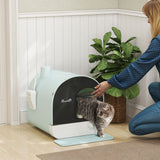 Fully Enclosed Cat Litter Box with Lid & Drawer Design – Green