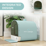 Fully Enclosed Cat Litter Box with Lid & Drawer Design – Green
