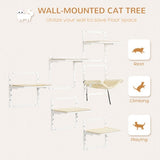 PawHut 6-pc Modern Cat Wall Shelves For Indoor Cats, Height Adjustable Jumping Platforms — stylish climbing fun for your feline friends