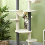 PawHut Floor-to-Ceiling Cat Tree with Scratching Posts, Hammock, Perches & Toy Balls