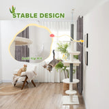 PawHut Floor-to-Ceiling Cat Tree with Scratching Posts, Hammock, Perches & Toy Balls