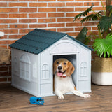 PawHut Plastic Dog House for Medium & Small Dogs, Water-Resistant Puppy Shelter