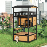 Wooden Outdoor Cat House, Wild Cat Shelter Kitten Tree — safe, stylish shelter for outdoor cats