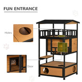 Wooden Outdoor Cat House, Wild Cat Shelter Kitten Tree — safe, stylish shelter for outdoor cats