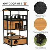 Wooden Outdoor Cat House, Wild Cat Shelter Kitten Tree — safe, stylish shelter for outdoor cats