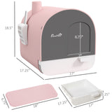 Cat Litter Box with Lid, Scoop, and Filter – Pink