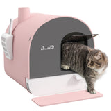 Cat Litter Box with Lid, Scoop, and Filter – Pink