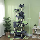 Cat Tree with Cat Scratching Posts, Scratching Board, Condos, Beds, Hammocks, Toy Balls, Rope Cat Toy