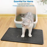 Double Rice Grain Cat Litter Mat, Cat Litter Cleaning Pad, Cat Litter Box Mat, Splash Guard Filter Mat — cleaner floors, happier cats