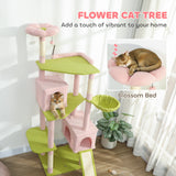 Flower Cat Tree, Large Cat Tower with Scratching Post & Board for Indoor Cats