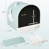 Fully Enclosed Cat Litter Box with Lid & Drawer Design – Green