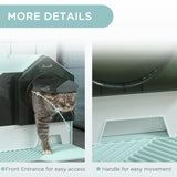 Hooded Cat Litter Box with Litter Mat, Litter Particle Catching – Light Blue