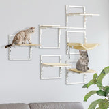 PawHut 6-pc Modern Cat Wall Shelves For Indoor Cats, Height Adjustable Jumping Platforms — stylish climbing fun for your feline friends