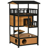 Wooden Outdoor Cat House, Wild Cat Shelter Kitten Tree — safe, stylish shelter for outdoor cats
