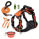 Tactical Service Dog Harness Strap Set, Car Seat Belt, Collapsible Bowl, Biodegradable Trash Bag Set For Dogs — all-in-one gear for safety, training, and adventure
