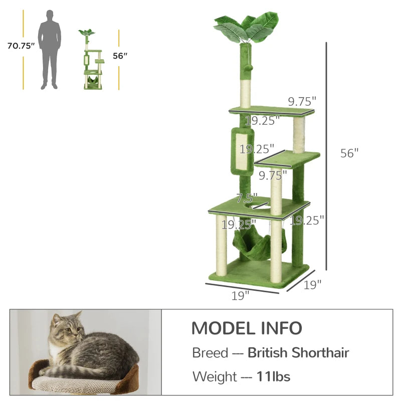 PawHut Cat Tree for Indoor Cats with Hammock